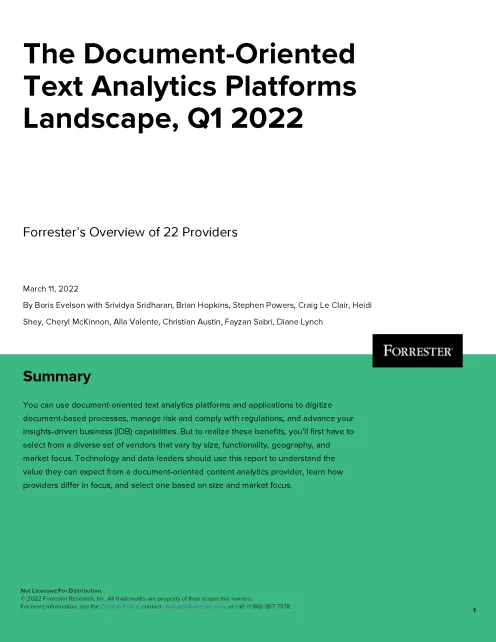 The Document-Oriented Text Analytics Platforms Landscape Q1 2022