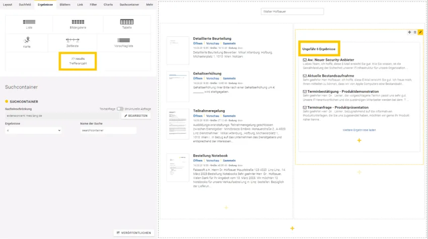 23.3 Release Neue Komponente Anzahl der Ergebnisse im Insight App Designer